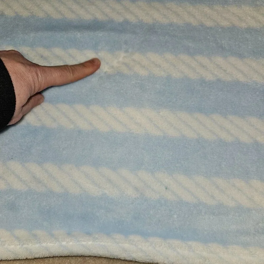 HB Hudson Baby Blue White Stripes Fleece Blanket Lovey 30